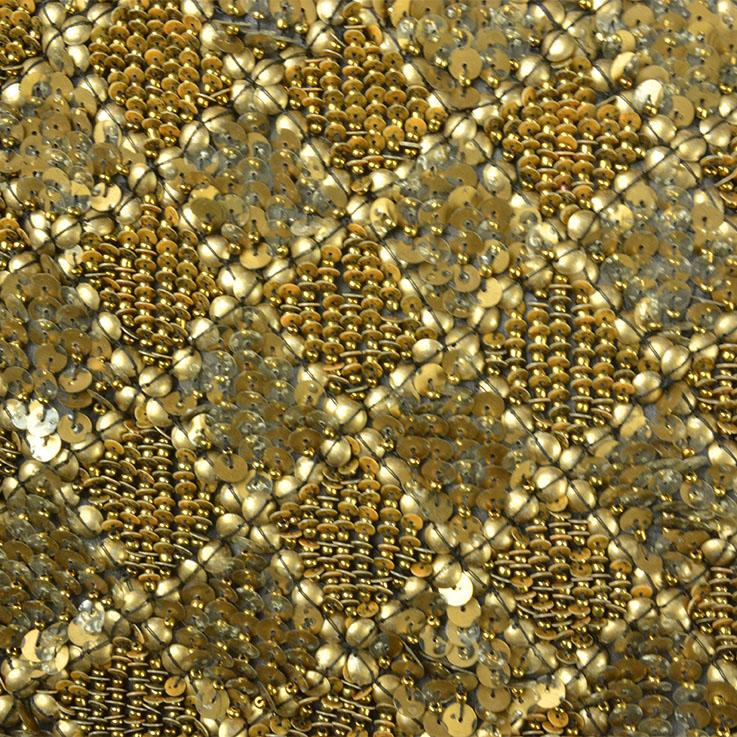 Diamond Double Sequins Pattern Silk Georgette