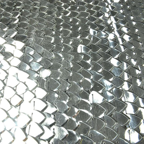 Silver Guitar Pick Sequins Silk Georgette