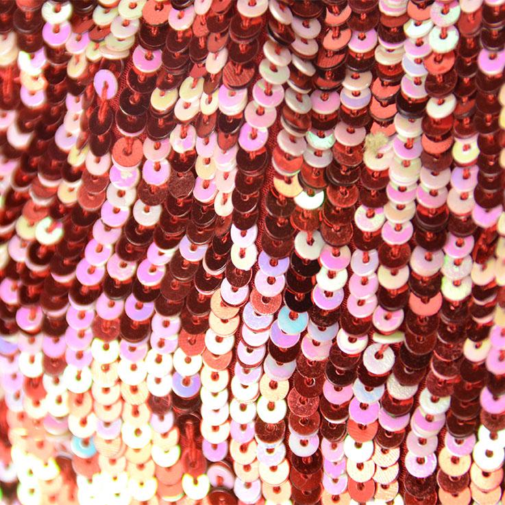 Red, Pink, and Yellow Sequins Silk Georgette