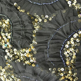 Gold Sequins with Ruffles Silk Georgette