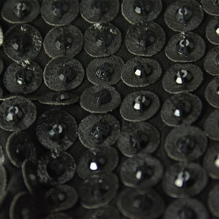 Black Circle Sequins Silk Georgette