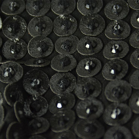 Black Circle Sequins Silk Georgette