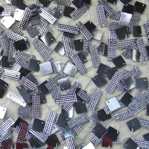 Square and Rectangle Sequins Silk Georgette