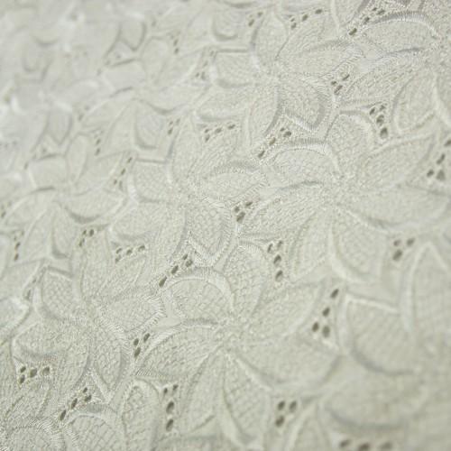 Floral Eyelet Silk Shantung Embroidery