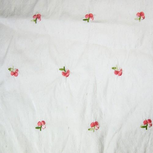 Small Simple Flowers Silk Shantung Embroidery