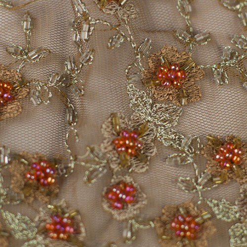 Hand-beaded Floral Design with Blue Green Sequins Bridal Lace Fabric –  Butterfly Fabrics NYC