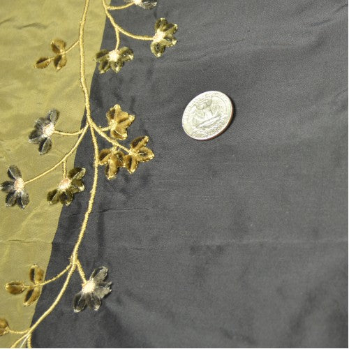 Velvet Flower Silk Shantung Embroidery