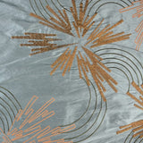 Abstract Lined Flowers with Lined Half-circles Silk Shantung Embroidery