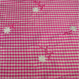 Gingham with Flowers Silk Shantung Embroidery