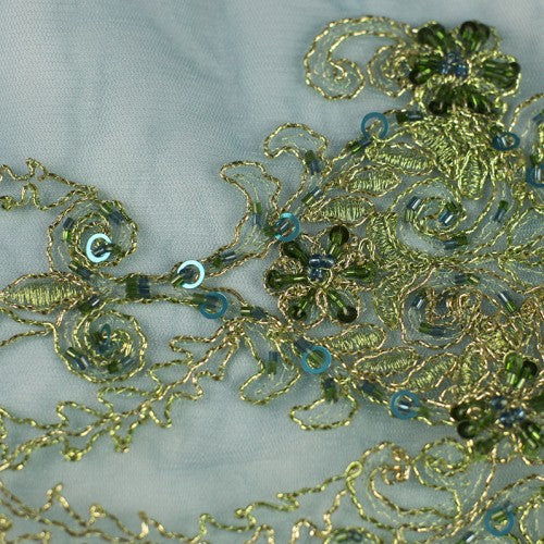 Thin Gold Floral and Sequin Lace Fabric Butterfly Fabrics NYC Thin Gold Floral and Sequin Lace Fabric Butterfly Fabrics NYC