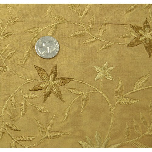 Pointy Flower Design Silk Shantung Embroidery