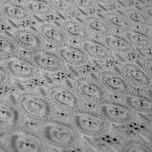 Simple Eyelet Pattern Silk Shantung Embroidery