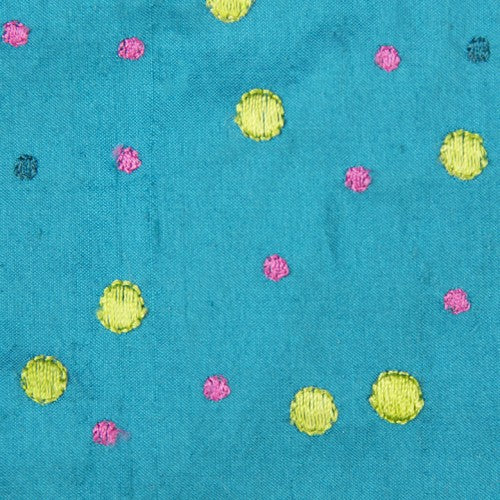 Small and Large Polka Dot Pattern Silk Shantung Embroidery