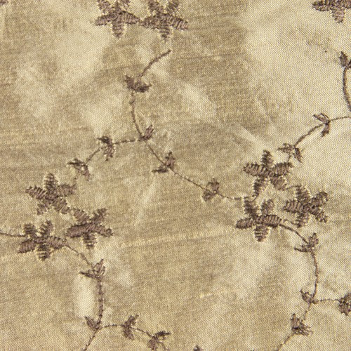 Self-Color Floral Pattern Silk Shantung Embroidery