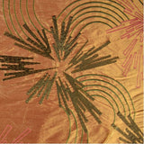 Abstract Lined Flowers with Lined Half-circles Silk Shantung Embroidery