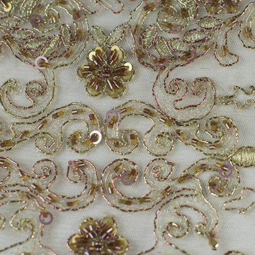 Thin Gold Floral and Sequin Lace Fabric – Butterfly Fabrics NYC