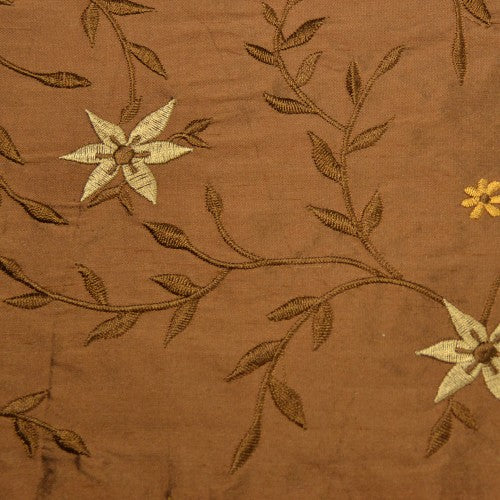 Pointy Flower Design Silk Shantung Embroidery