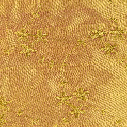 Self-Color Floral Pattern Silk Shantung Embroidery