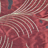 Fern with Abstract Shapes Silk Shantung Embroidery