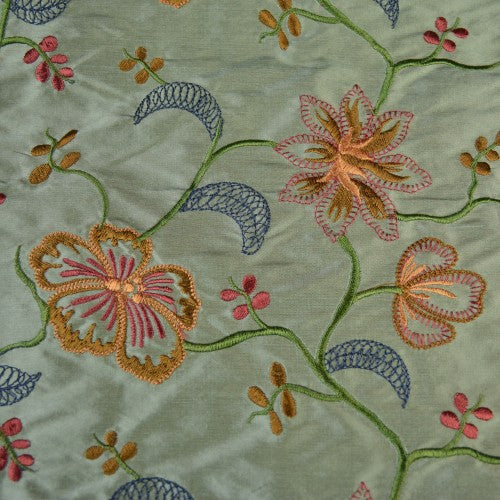 Multi-color Floral Pattern with Small Flowers Silk Shantung Embroidery