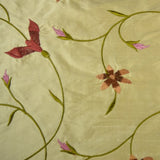 Floral Pattern with Curved Stems Silk Shantung Embroidery