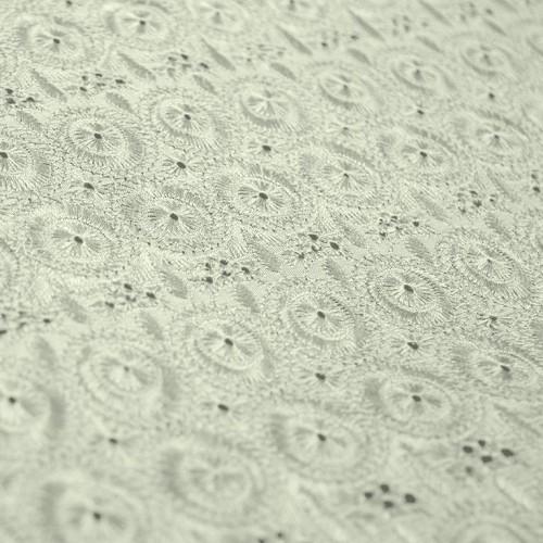 Simple Eyelet Pattern Silk Shantung Embroidery
