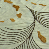 Fern with Abstract Shapes Silk Shantung Embroidery