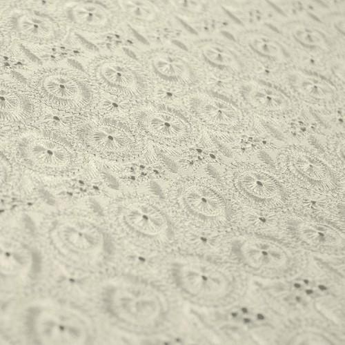 Simple Eyelet Pattern Silk Shantung Embroidery