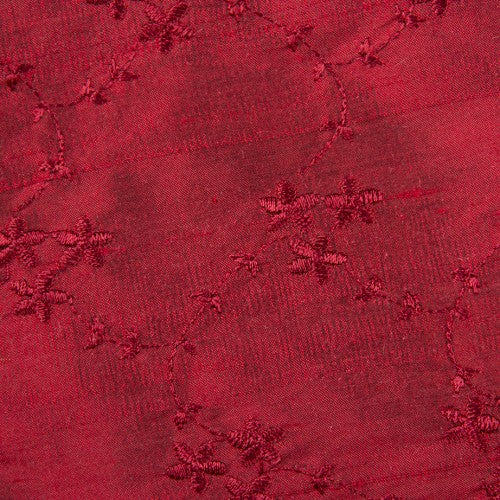 Self-Color Floral Pattern Silk Shantung Embroidery