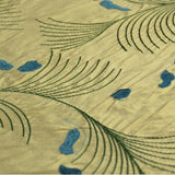 Fern with Abstract Shapes Silk Shantung Embroidery