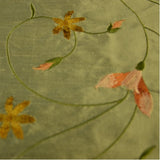 Floral Pattern with Curved Stems Silk Shantung Embroidery