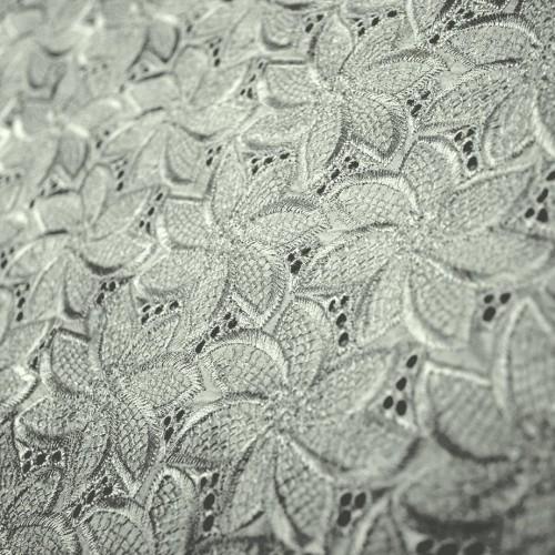 Floral Eyelet Silk Shantung Embroidery