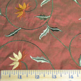 Simple Flowers with Leaves Silk Shantung Embroidery