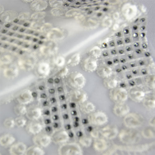 Tulle Lace with Dot Embroidery and Stones Lace Fabric