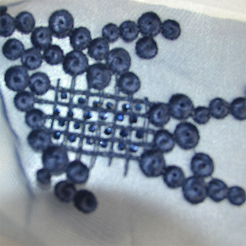 Tulle Lace with Dot Embroidery and Stones Lace Fabric