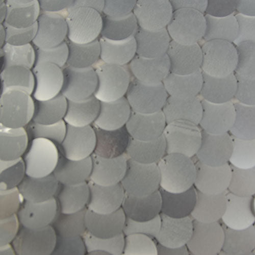 Gray Plastic Circle Sequins Silk Georgette