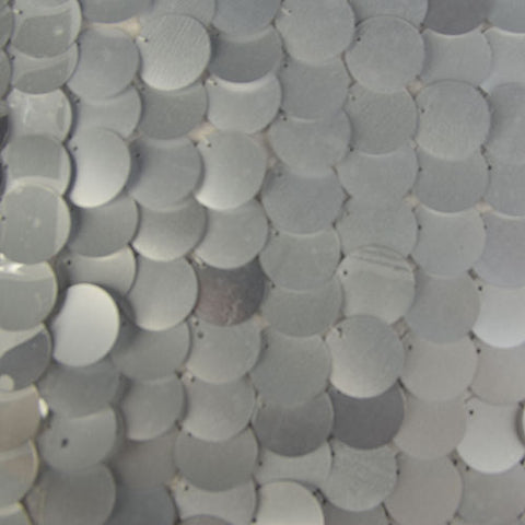 Gray Plastic Circle Sequins Silk Georgette