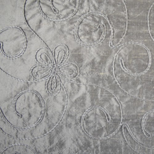 Self-Color Floral Loops Silk Shantung Embroidery