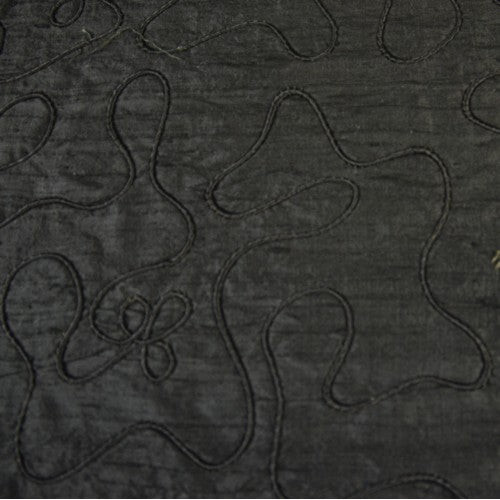 Self-Color Floral Loops Silk Shantung Embroidery