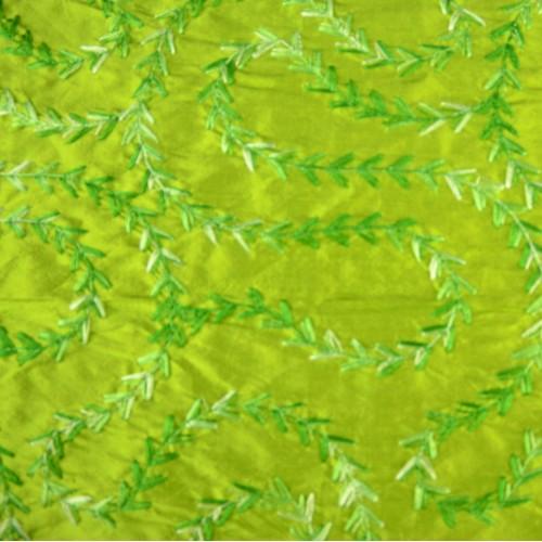 Arrow Shape Squiggly Line Pattern Silk Shantung Embroidery