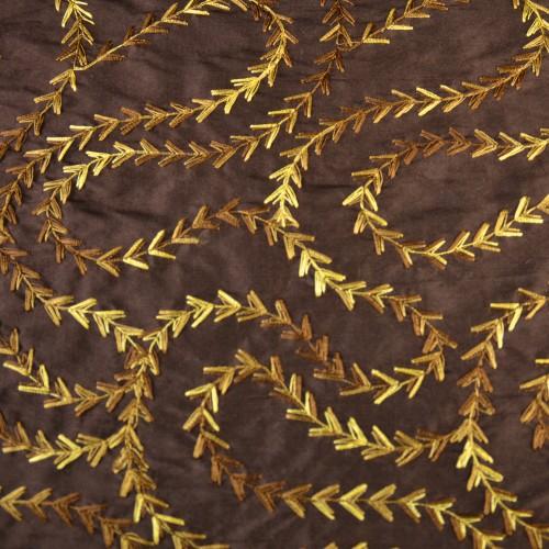 Arrow Shape Squiggly Line Pattern Silk Shantung Embroidery