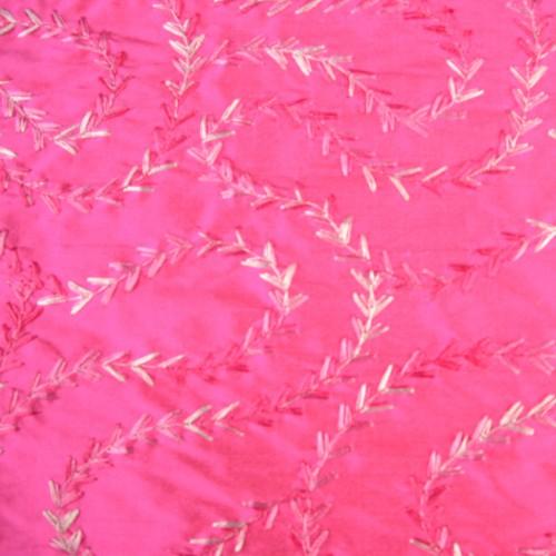 Arrow Shape Squiggly Line Pattern Silk Shantung Embroidery