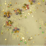 Floral and Feather Multi-color Pattern with Sequins Lace Fabric