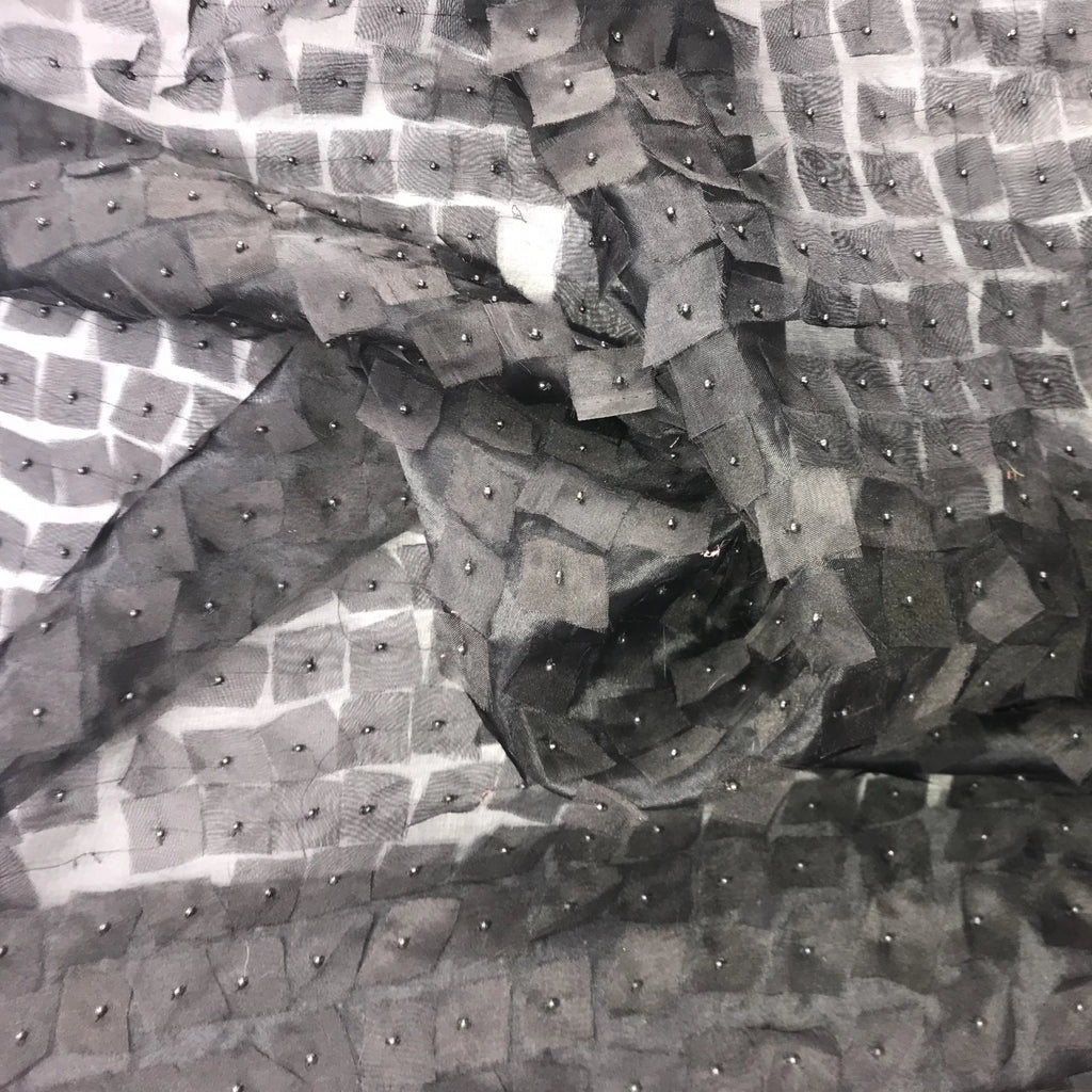 Beaded Patchwork Pattern Silk Organza