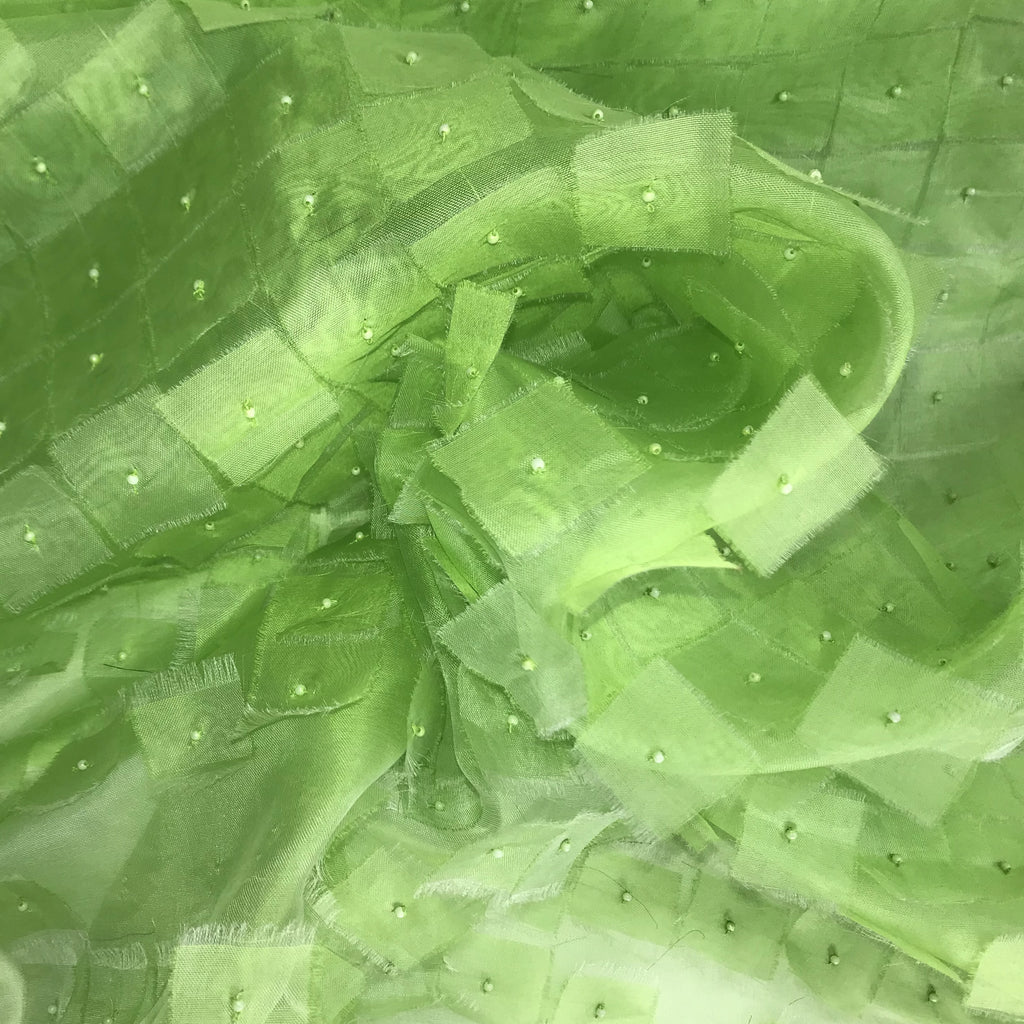Beaded Patchwork Pattern Silk Organza