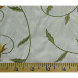 Simple Flowers with Leaves Silk Shantung Embroidery