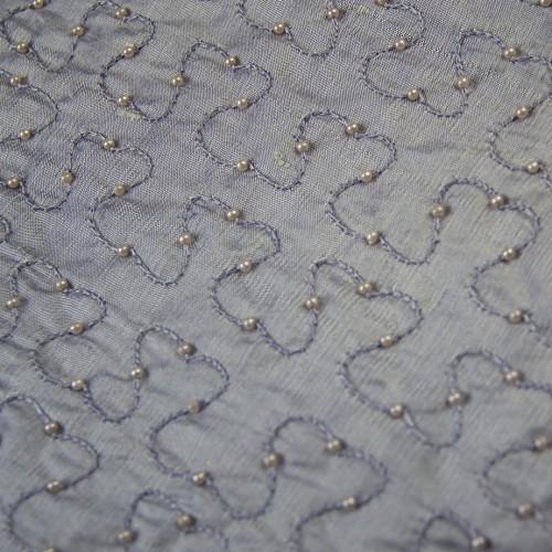 Squiggly Lines with Beads Silk Shantung Hand-beaded