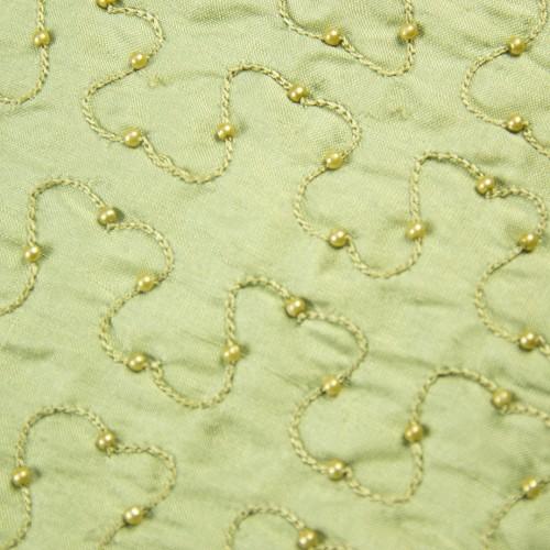 Squiggly Lines with Beads Silk Shantung Hand-beaded