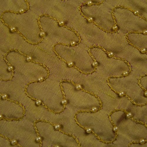 Squiggly Lines with Beads Silk Shantung Hand-beaded