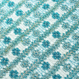 Striped Floral Pattern with Beads French Lace Fabric